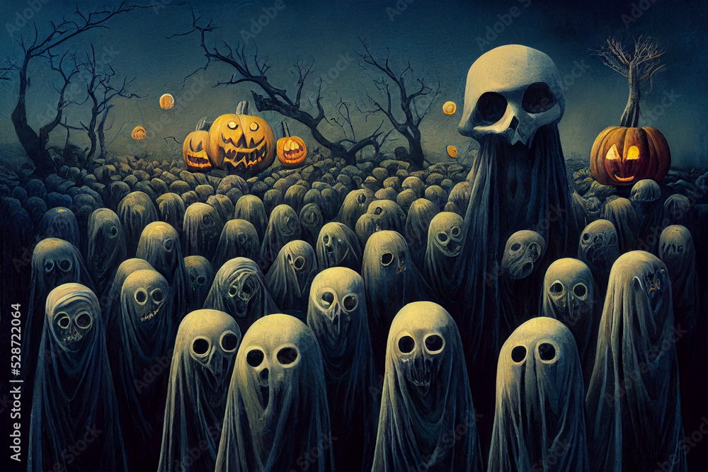 spooky Halloween ghosts, creatures, digital art, obrazy, fototapety