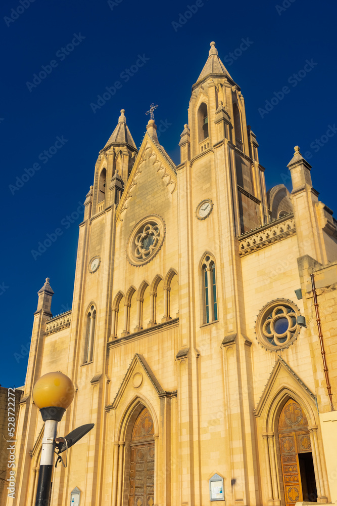 Facade of the Cathedral of Sliema,  Malta