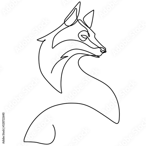 Single continuous line drawing of cute fox corporate logo identity. Mammals zoo animal icon concept. Modern one line graphic vector draw design illustration