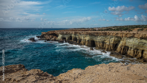 Rocky cliffs in Cyprus spring near sea