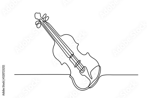 Violin one continuous line drawing. Stringed music instruments, minimalism concept design vector illustration.