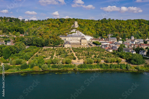aerial view on the city of La Roche Guyon