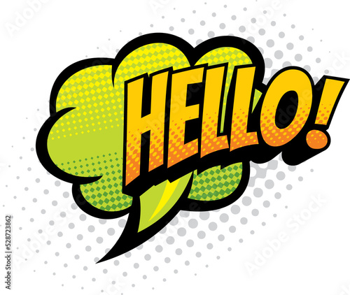 Obraz na płótnie Hello speech bubble cloud greeting halftone label