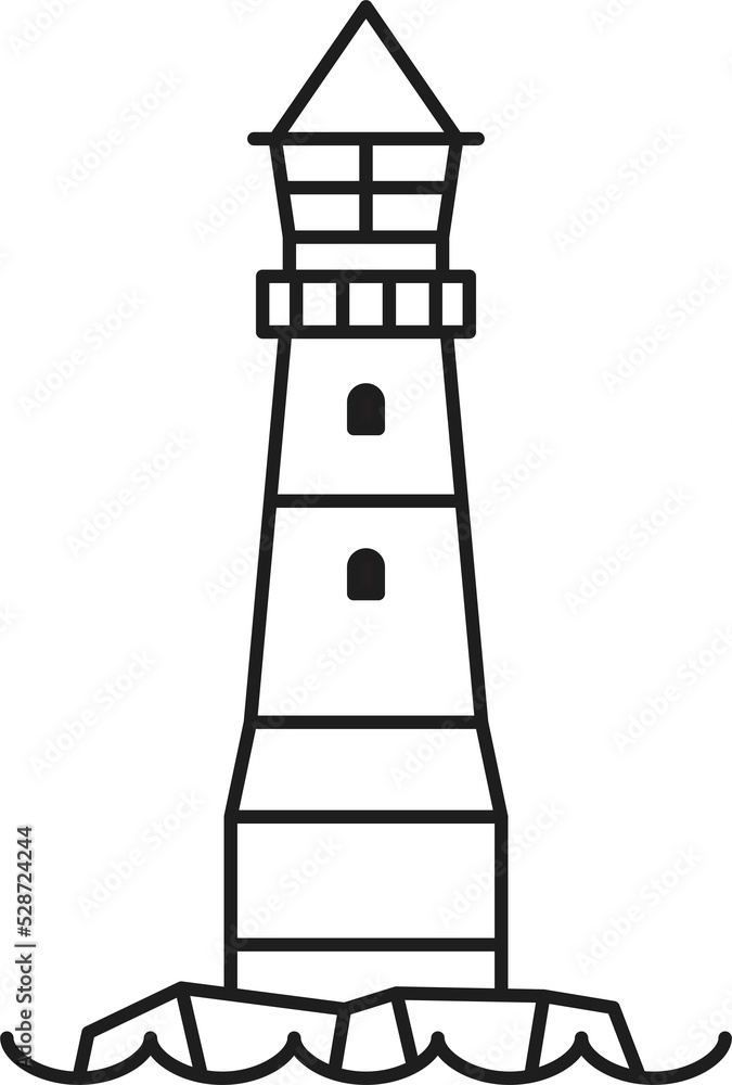 Lighthouse marine beacon sign outline building