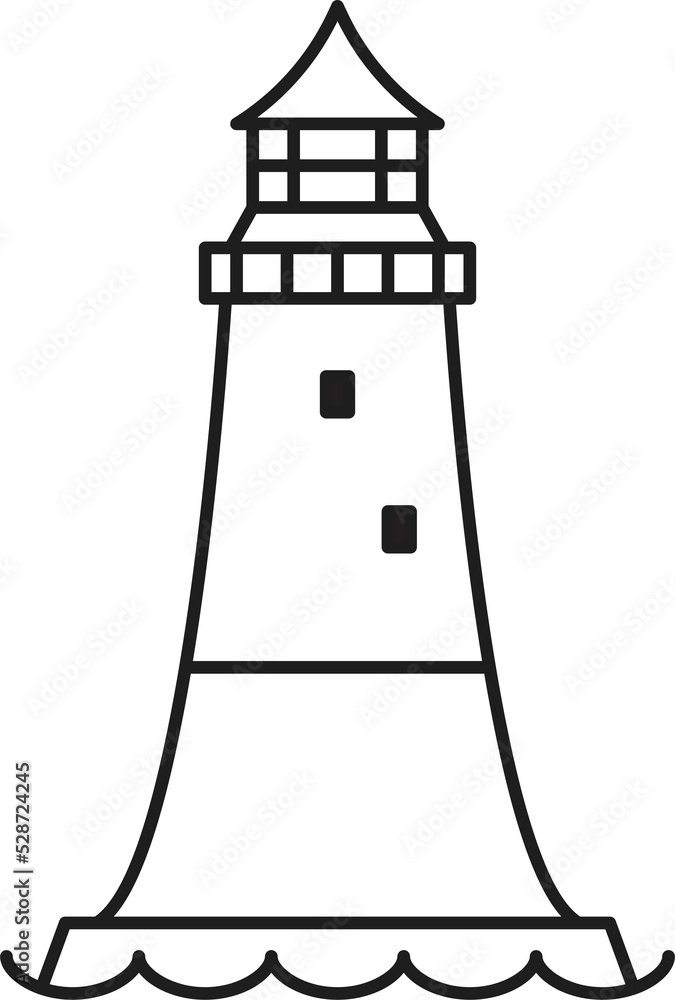 Lighthouse nautical navigation tower outline sign