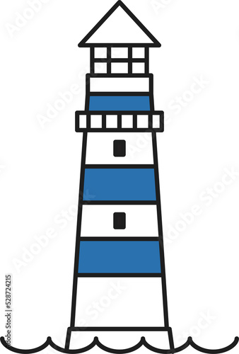Lighthouse beacon tower linear outline building © Vector Tradition
