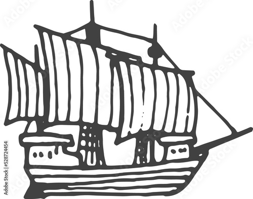 Brigantine sail boat sailboat with canvas cloth