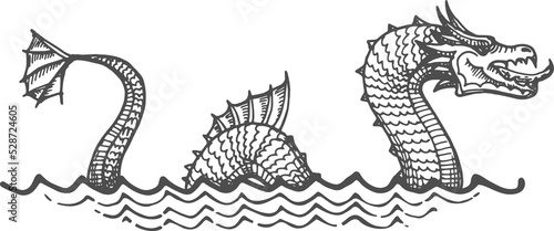 Sea serpent dragon bakunawa isolated water beast