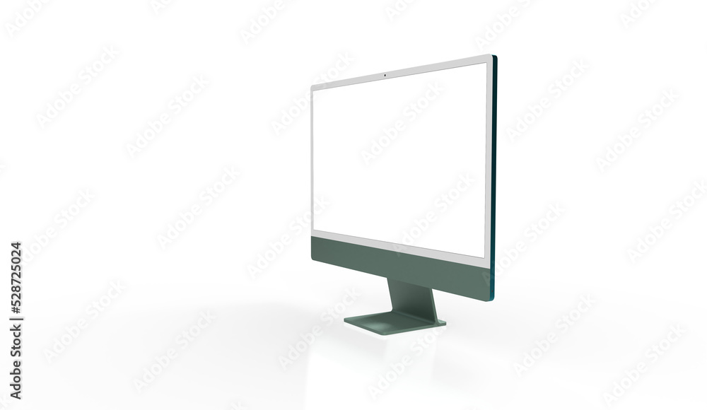 Computer display with blank white screen 3d. Computer display with blank white screen 3d.