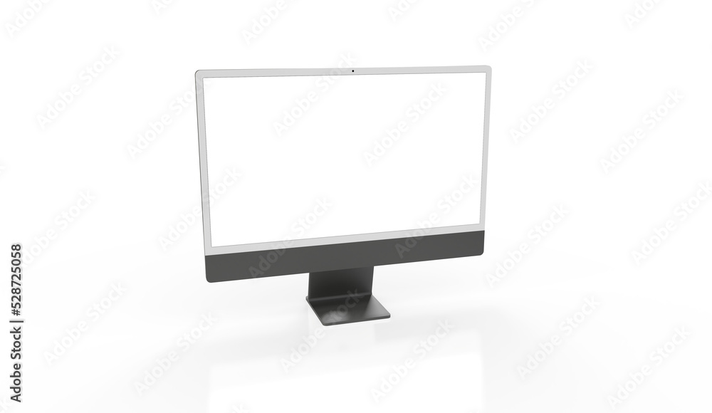 Computer display with blank white screen 3d Computer display with blank white screen 3d
