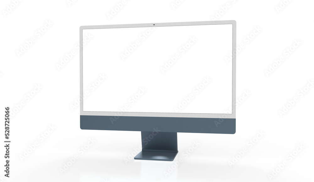 Computer display with blank white screen 3d. Computer display with blank white screen 3d.