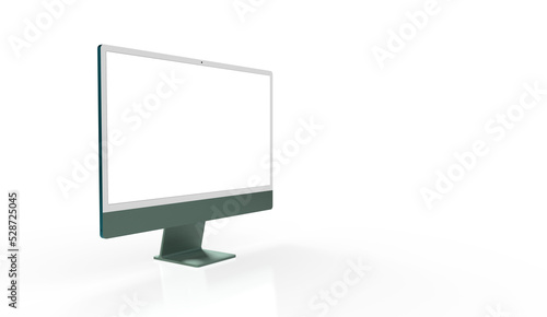 Realistic flat screen computer monitor 3de style mockup with blank screen isolated 3d