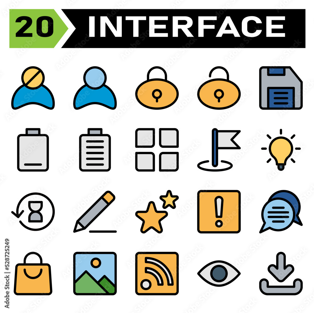 User interface icon set include block, user, avatar, user interface, padlock, lock, protection, unlock, save, drive, floppy disk, empty, low, battery, full, menu, app, flag, flags, pin User interface icon set include block, user, avatar, user interface, padlock, lock, protection, unlock, save, drive, floppy disk, empty, low, battery, full, menu, app, flag, flags, pin