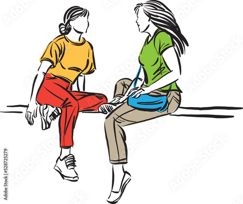 two friends girls women talking together friends friendship concept vector illustration