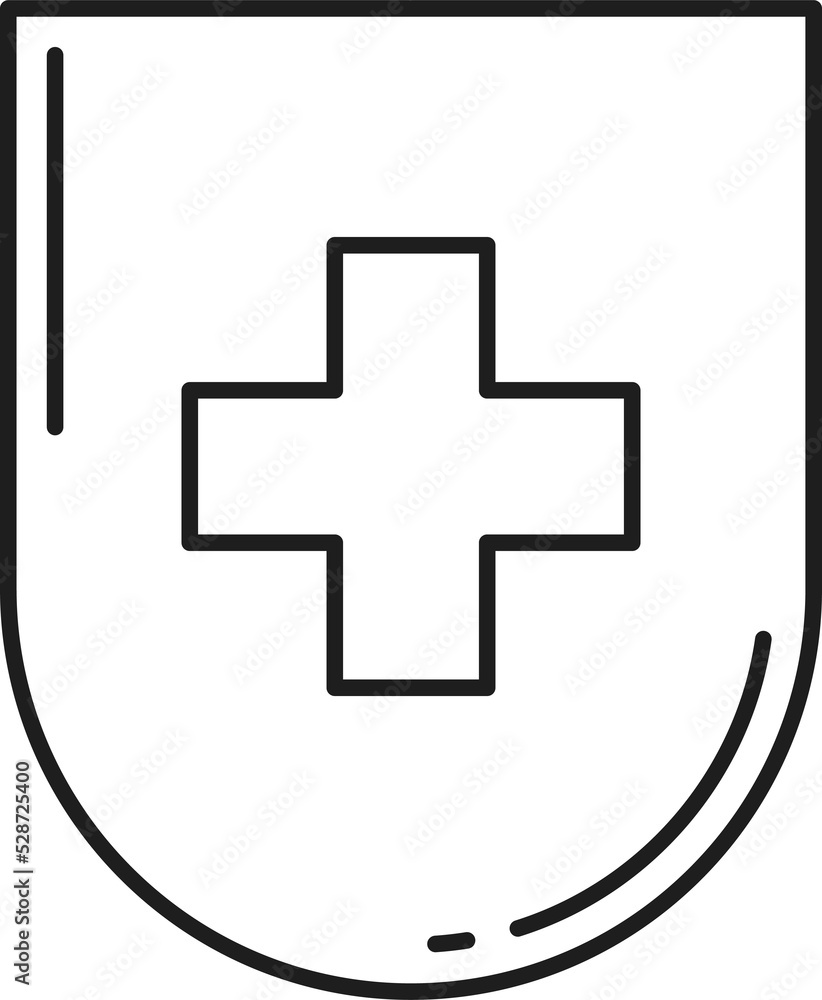 Obraz premium Shield with Swiss flag or cross, healthcare emblem