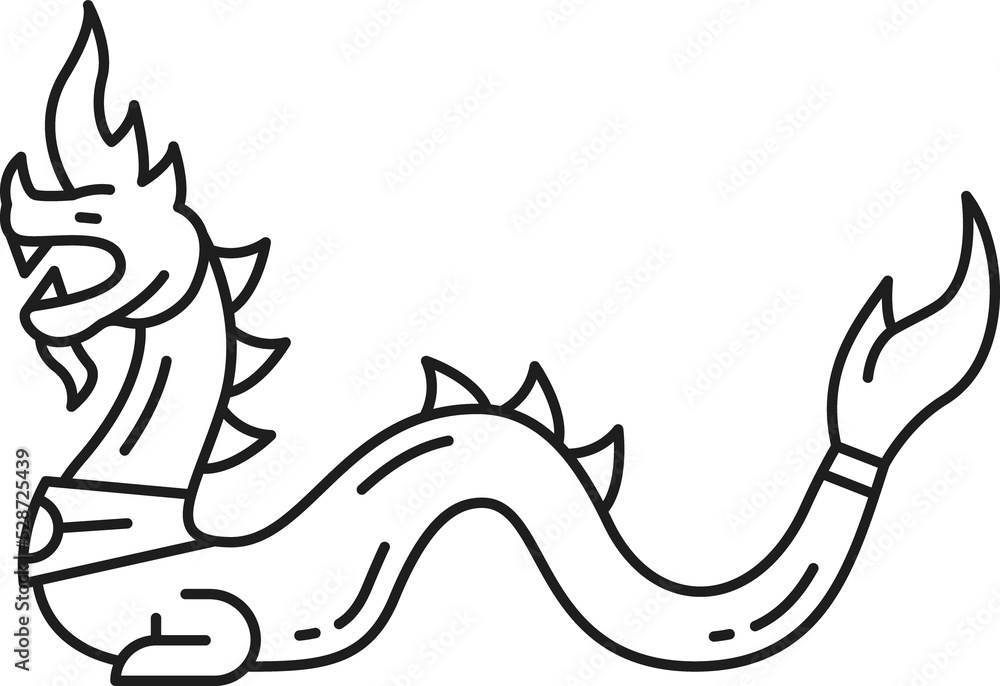 Thailand dragon thin line religion mascot sign