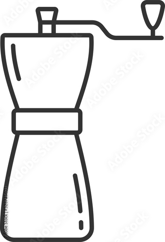 Manual coffee grinder with handle isolated icon