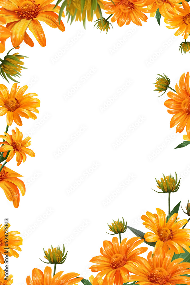 yellow chamomile flowers frame, gerbera floral wallpaper, venetting vector illustration yellow chamomile flowers frame, gerbera floral wallpaper, venetting vector illustration