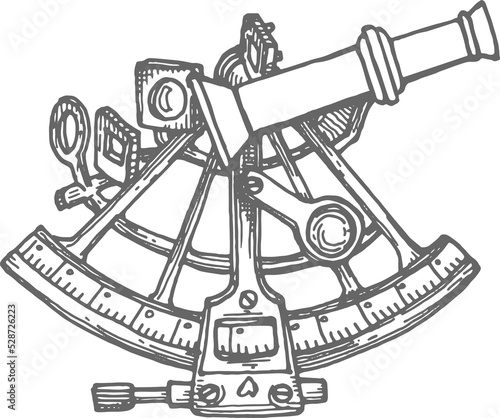 Konstfotografi Sextant retro navigation instrument sketch isolate
