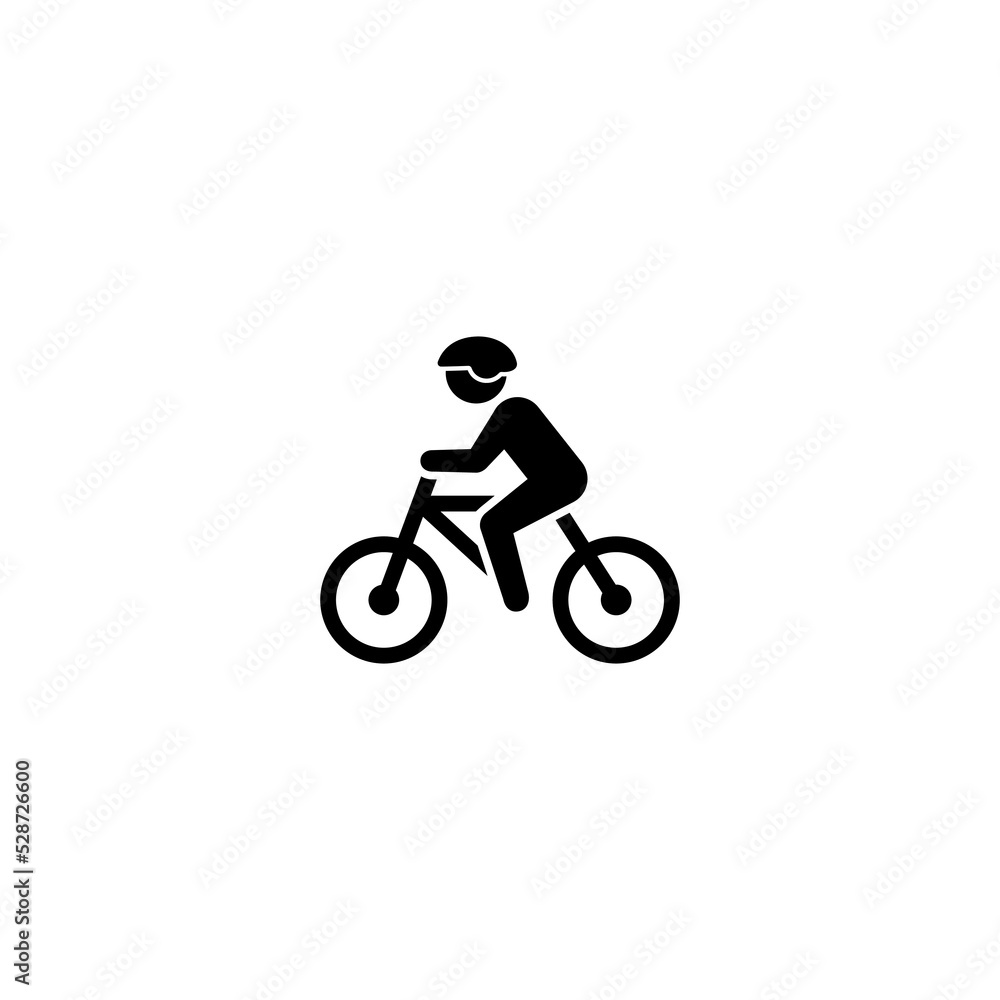 simple cycling icon illustration design, flat cyclist symbol template vector