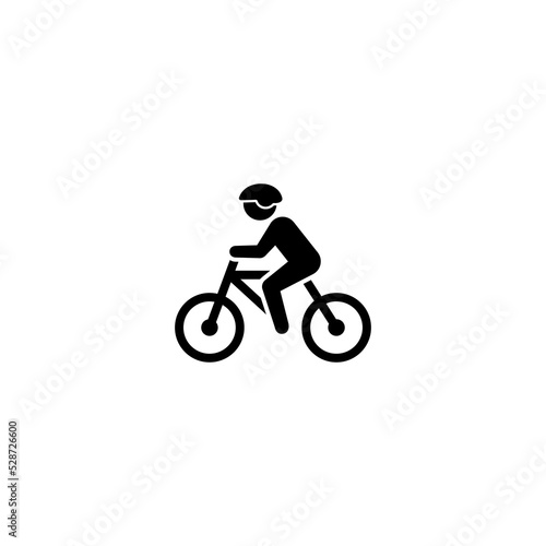 simple cycling icon illustration design, flat cyclist symbol template vector