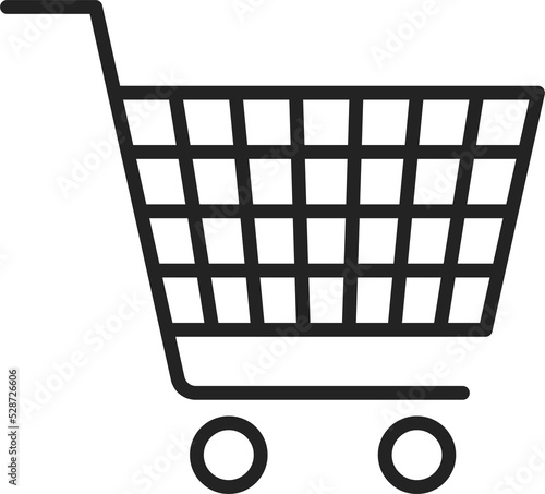 Empty shopping cart isolated trolley on wheels photo