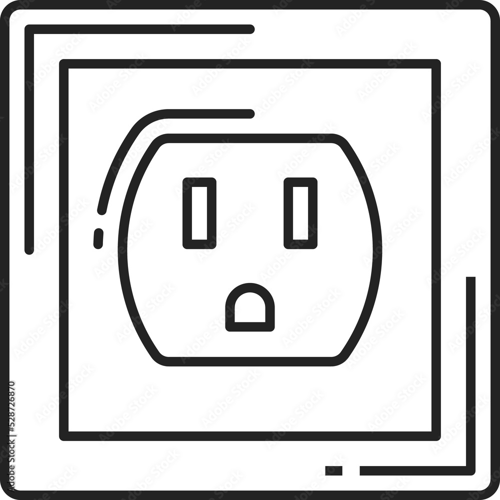 USA power outlet isolate electric socket thin line USA power outlet isolate electric socket thin line