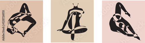 Cubism abstract woman sexy nude body, line drawing, trendy vector art, fashion cute minimal design. Contemporary monohrome artwork