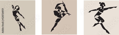 Cubism abstract woman sexy nude body, line drawing, trendy vector art, fashion cute minimal design. Contemporary monohrome artwork