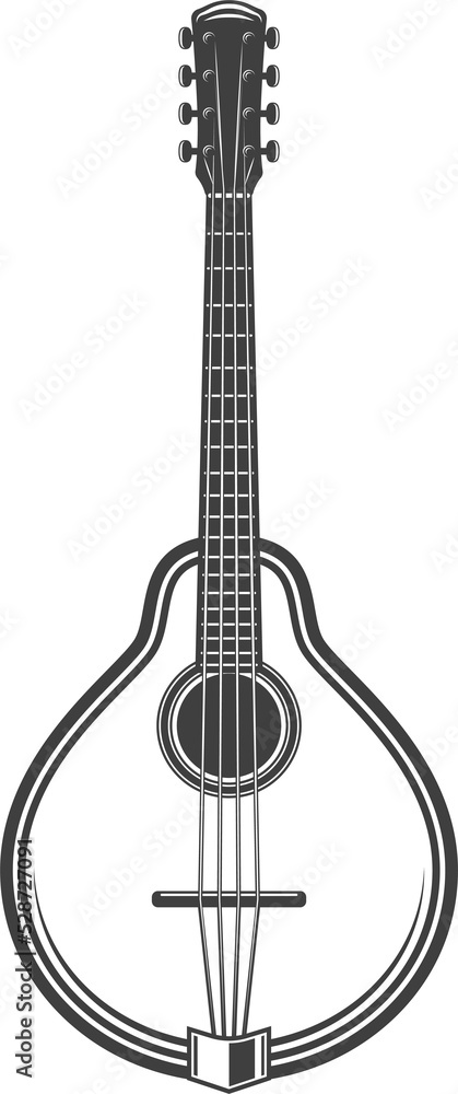 Guitar, domra or sitar musical instrument isolated