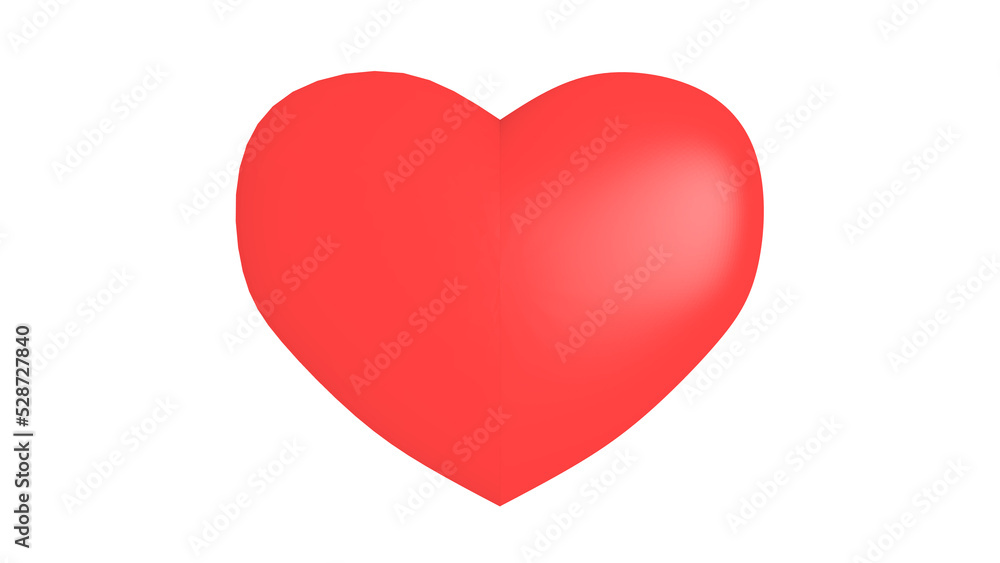 3d render illustration of red heart