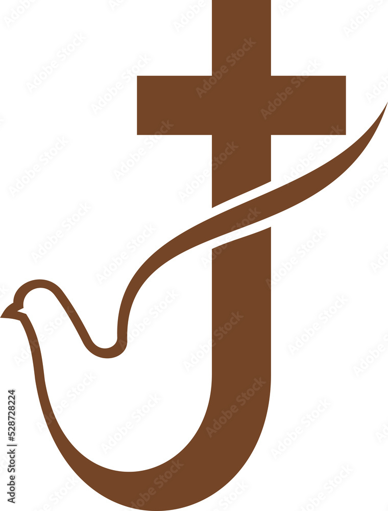 Christianity religion icon with crucifix and dove Christianity religion icon with crucifix and dove
