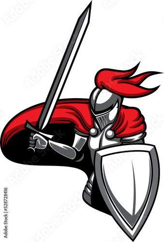 Medieval knight, heraldic mascot vector icon.