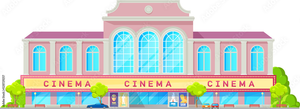Movie theater, cinema theatre building marquee