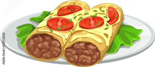 Burrito, fast food menu snacks and sandwiches icon