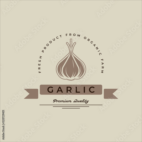 garlic onion logo vector vintage illustration template icon graphic design. spice and ingredient sign and symbol for farm or seasoning shop with banner and typography style