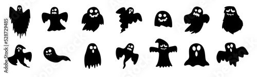 Cartoon ghost vector illustrations of comic phantoms icon