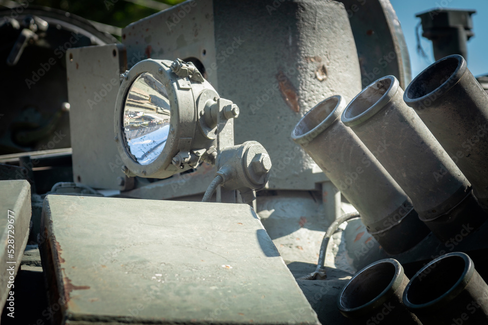Protection elements of a military tank and a lantern for lighting Protection elements of a military tank and a lantern for lighting