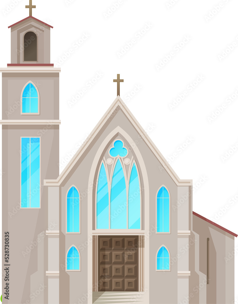 Catholic church, cathedral building vector icon