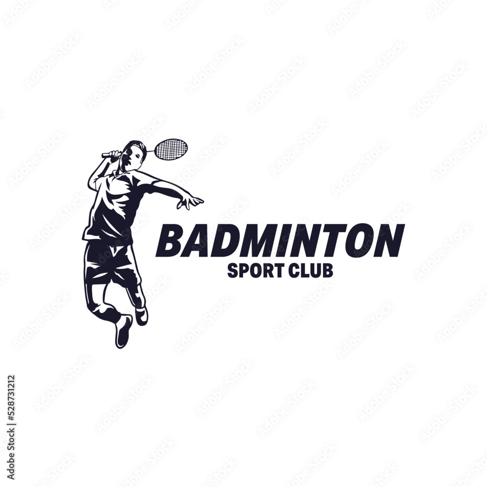 Fototapeta premium Badminton Player Logo Design Inspiration