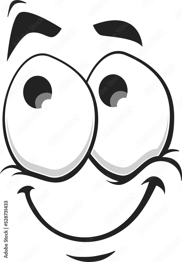 Fototapeta premium Cartoon face vector icon, funny dreaming emoji