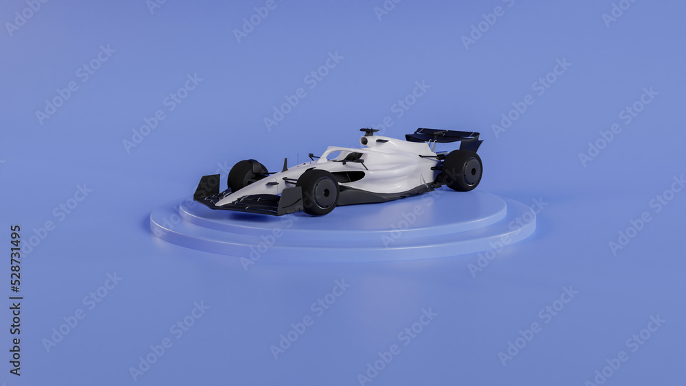 White Fast Race Car Podium 3d Illustration White Fast Race Car Podium 3d Illustration