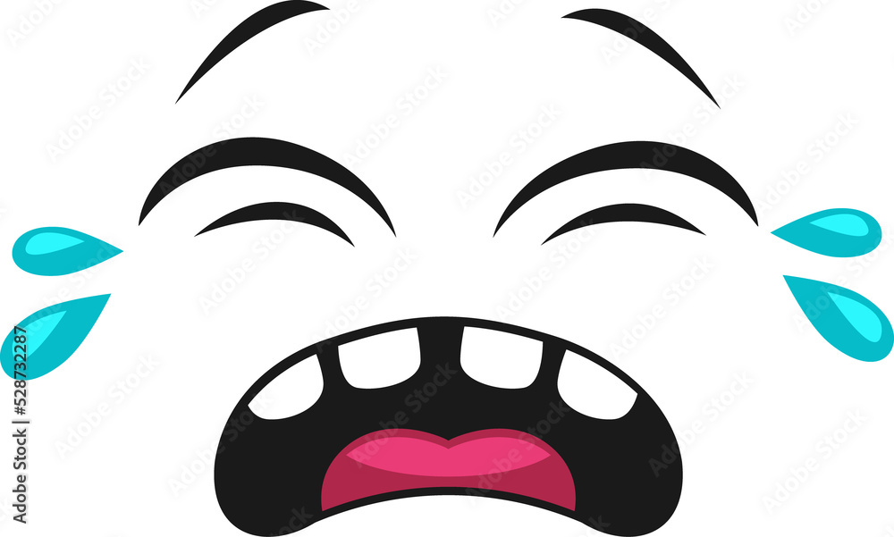 Offended crying emoticon, tears on eyes isolated Offended crying emoticon, tears on eyes isolated