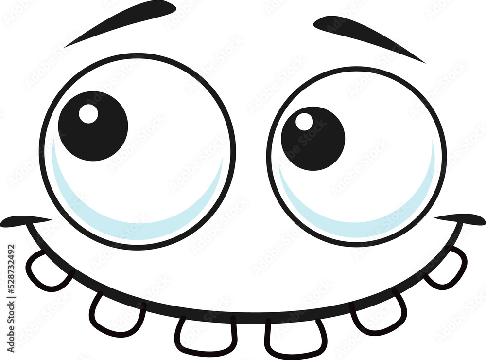 Cartoon face, vector funny emoji with toothy smile Cartoon face, vector funny emoji with toothy smile