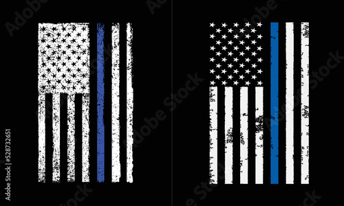 American Flag Blue Line Design