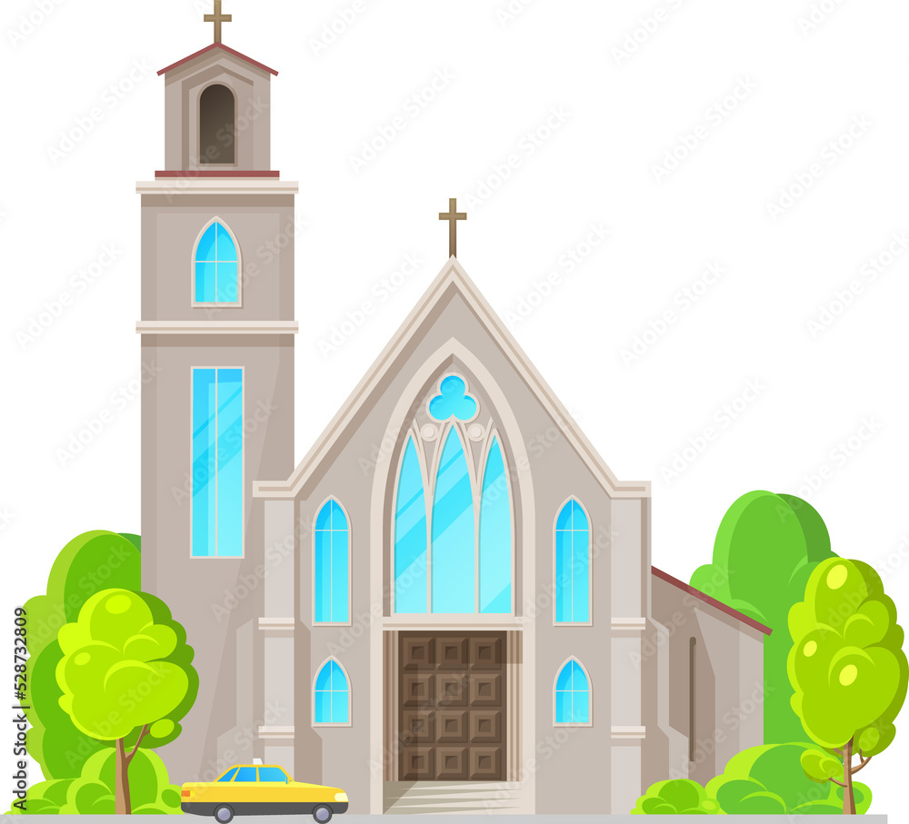 Spiritual building isolated catholic church facade