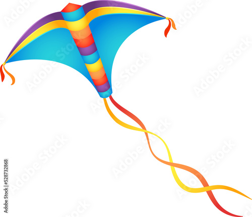 Cartoon kite isolated vector icon, flying kids toy photo