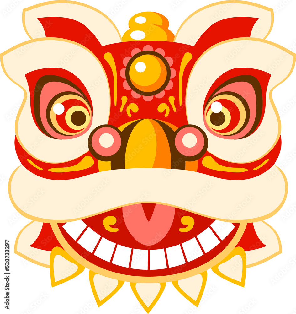 Naklejka premium Chinese lion dance head Lunar New Year dragon mask