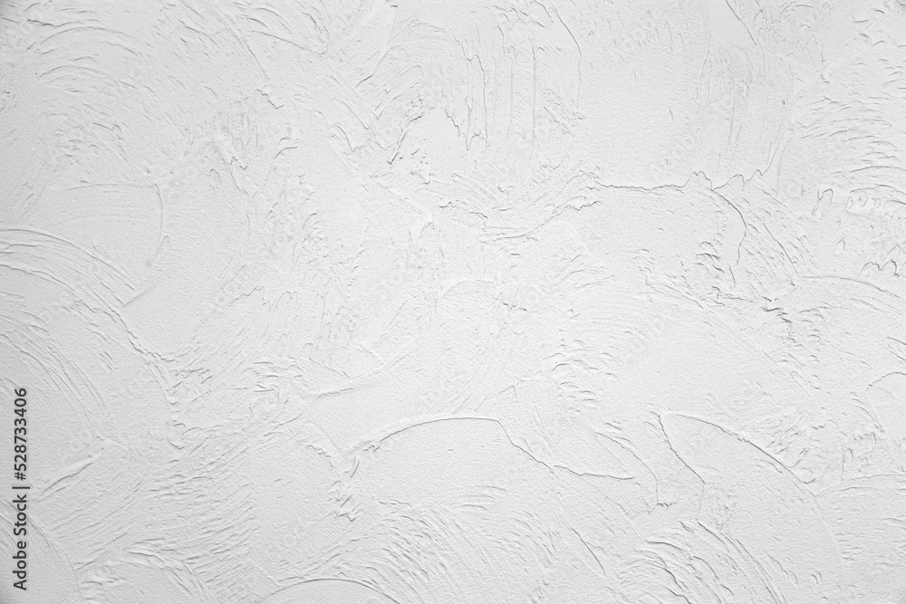 Fototapeta premium White wall with stucco pattern, flat background texture
