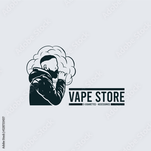 A man with electronic smoke logo design inspiration